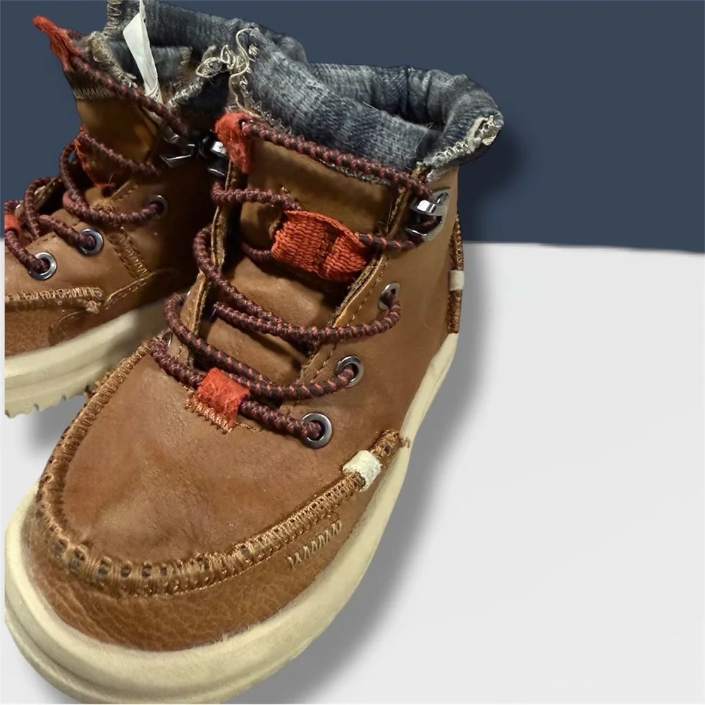 Hey Dude Tan and Gray Kids Boots